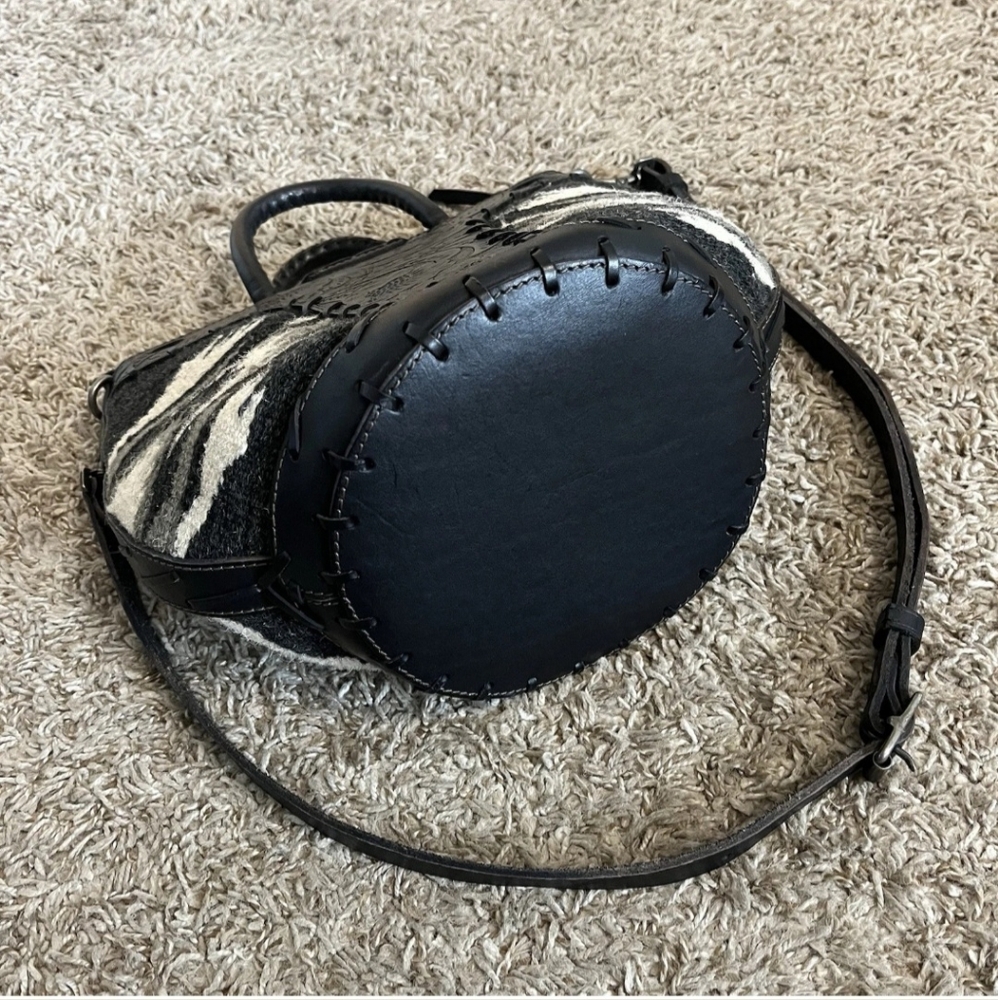RRL Aztec Tooled Leather And Carpet Bag - Picture 7 of 11